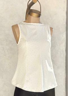 [MICROFIBRA BRILLITO] Musculosa Peplum cuello bote - comprar online