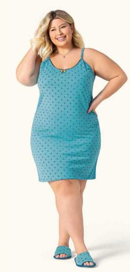 Camisola azul alça ajustável plus size