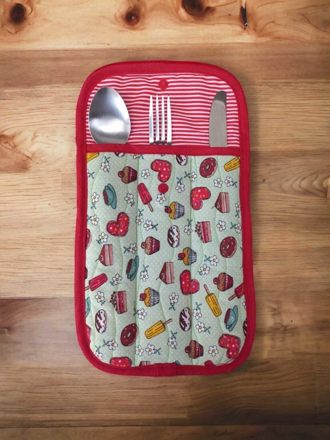 Porta Talheres com bolso para guardanapos