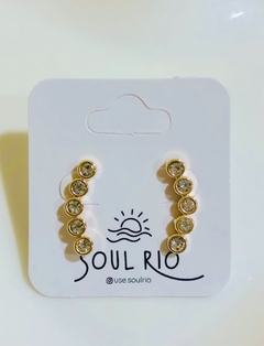 Brinco Médio 5 Strass Banhado à Ouro