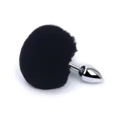 PLUG ANAL EM METAL COM POMPOM - ANAL PLUG STAINLESS - 5,5 X 2,7 CM