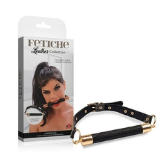MORDAÇA COM REBITES DOURADOS E FIVELA AJUSTÁVEL - A&E FETICHE LEATHER COLLECTION