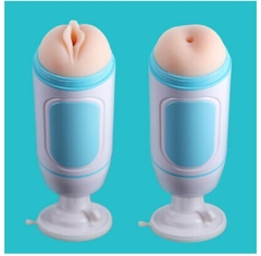 Masturbador Masculino Vagina Copo de Canal duplo e Bolso Anal PUSSY Auto Lubrificação.
