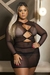 VESTIDO SEXY PRETO MANGA LONGA FEITO EM TULE DE LUXO COM TRANSPARENCIA