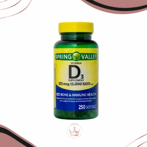 Vitamina D-3, 125mcg (5000iu), Spring Valley, 250 Softgels
