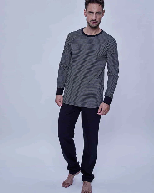 PIJAMA CASACA RAYADA PANTALON LISO (1886 EYELIT)