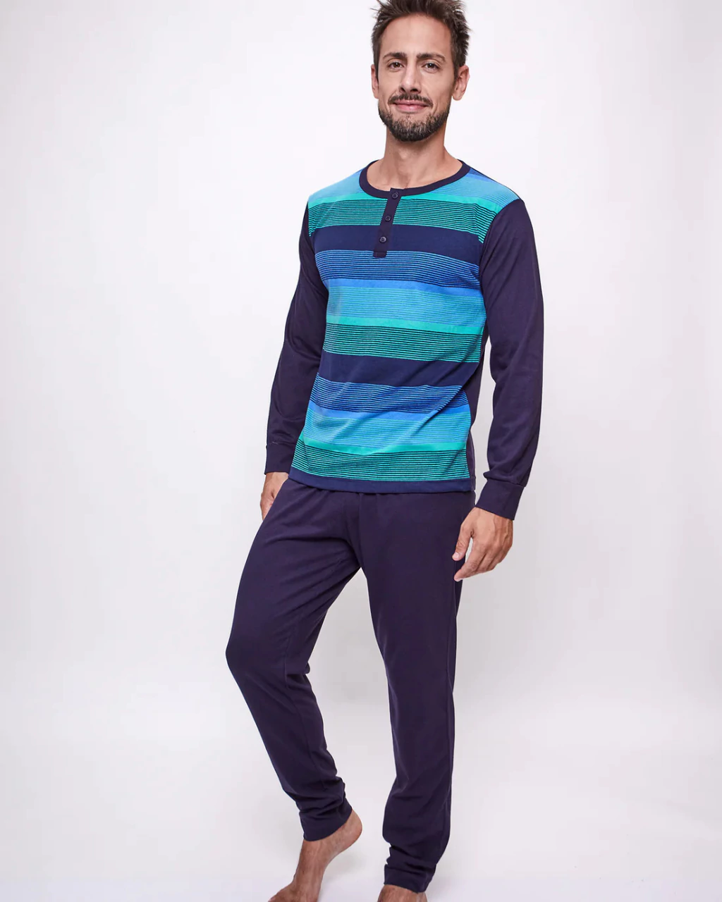 PIJAMA INV RAYADO COMBINADO EYELIT (1860 EYELIT)