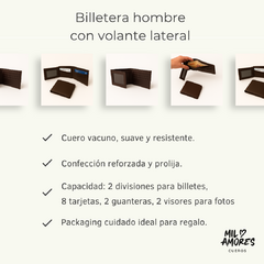 Billetera Hombre Cuero marrón con volante lateral en internet