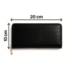 Billetera Barbie cuero croco negro