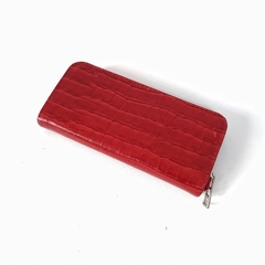 Billetera Barbie cuero croco rojo