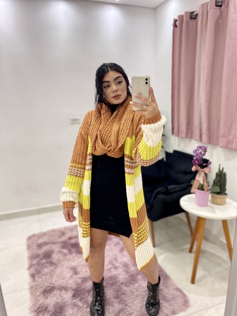Cardigan Tricot Gola Acessória Colors