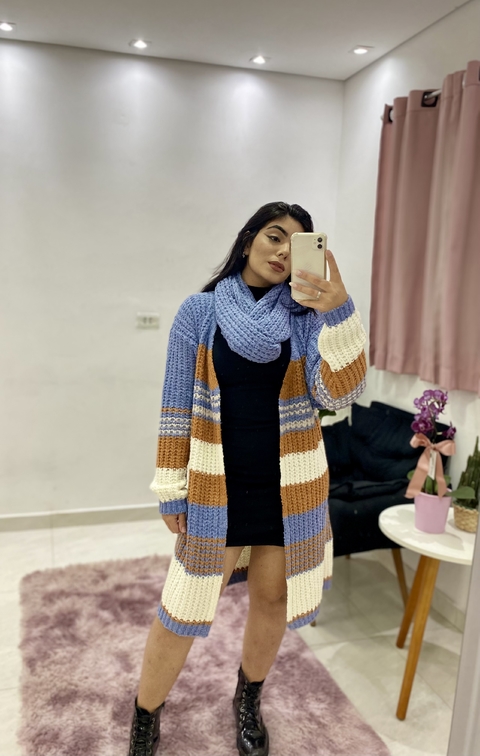 Cardigan Tricot Gola Acessória Colors