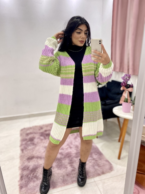 Cardigan Tricot Listrado Colors