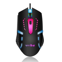 Mouse Óptico USB RGB 3200dpi 4 Botões Preto Weibo - M39