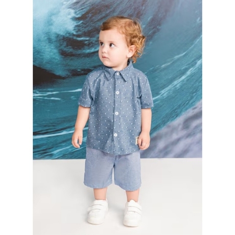 CONJ. CAMISA MALHA TETRIS E SHORT OXFORDINE