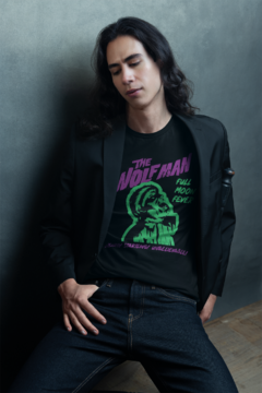 CAMISETA T-SHIRT PRETA THE WOLF MAN FILME DE TERROR VINTAGE RETRÔ - comprar online