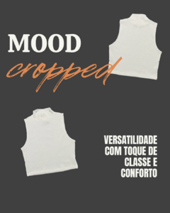 CROPPED GOLA ALTA BRANCO MALHA CANELADA - Blue Tree