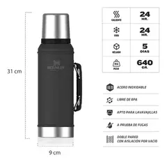 TERMO STANLEY CLÁSICO CON TAPON CEBADOR NEGRO en internet