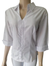 Camisa Social Feminina Manga 3/4 de Zíper