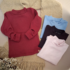 Blusa uni ribana ML gola alta lisa - A098 na internet