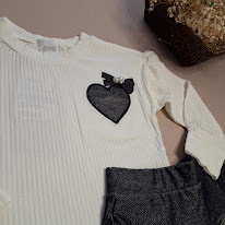 Blusa fem viscose ML canelada coração - A141 na internet