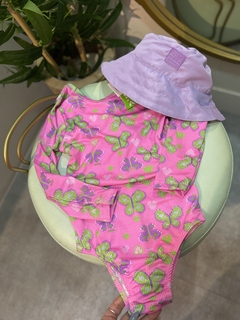 Maiô Proteção UV50+ Borboletas Rosa