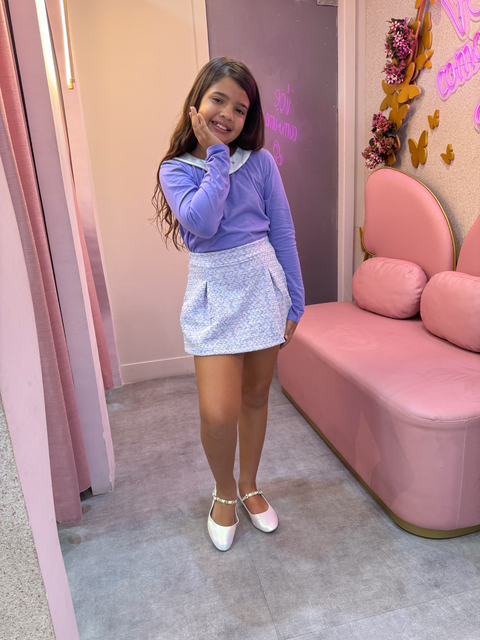 Conjunto Lilás Short Saia Tweed - comprar online