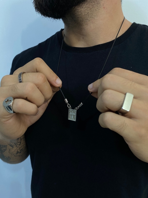 Anel Flat Quadrado em Aço Prata