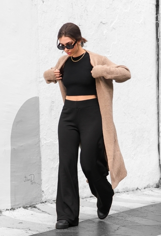 Casaco tricot alongado mousse BEGE