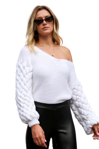 Tricot manga colmeia fechado BRANCO