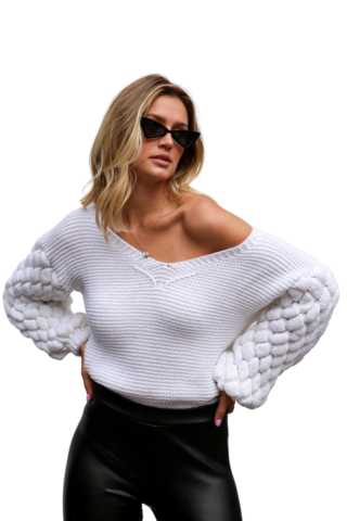 Tricot manga colmeia fechado BRANCO