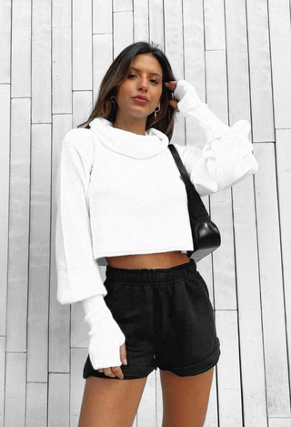 Tricot Cropped Oversized BEGE