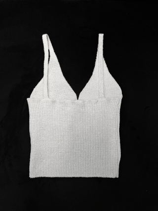 Top tricot meia taça OFF COM LUREX PRATA