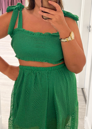 Conjunto tela (top + saia) VERDE