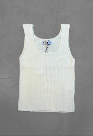 Blusa tricot modal decote quadrado com ponto crochê - OFF
