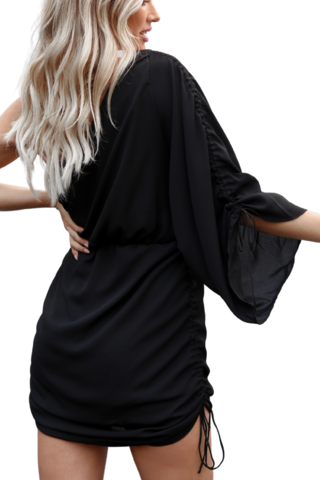 Vestido curto amarrações PRETO