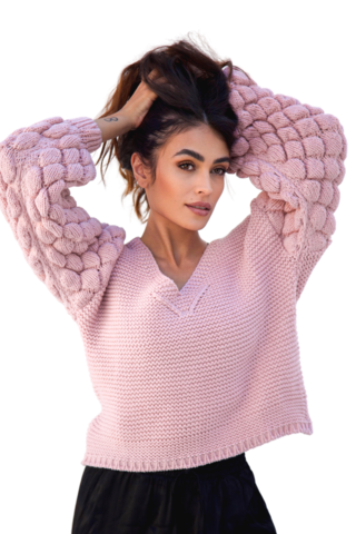Tricot manga colmeia fechado ROSA