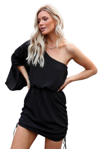 Vestido curto amarrações PRETO