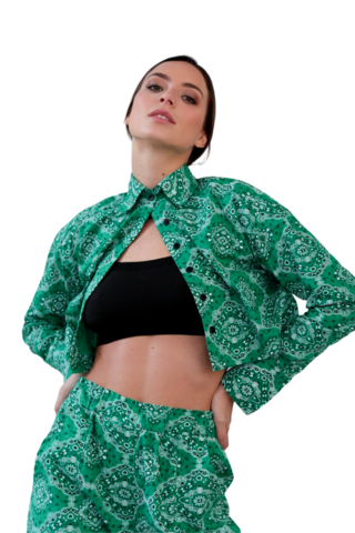 Camisa cropped estampa bandana VERDE