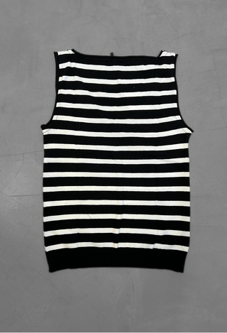 Blusa tricot modal decote U - Preta/Off