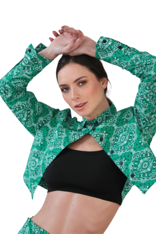 Camisa cropped estampa bandana VERDE