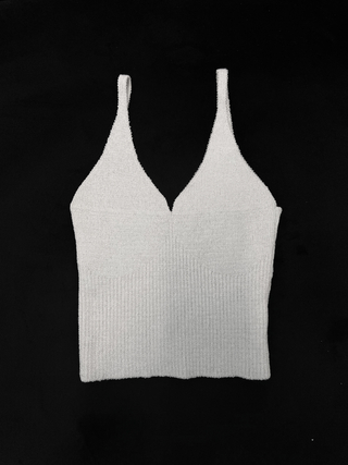 Top tricot meia taça OFF COM LUREX PRATA