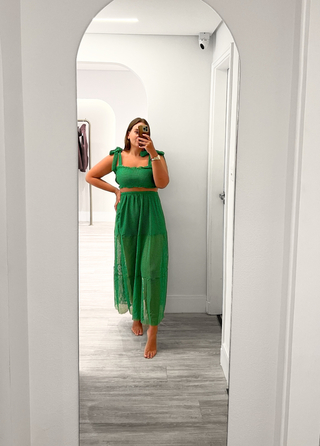 Conjunto tela (top + saia) VERDE