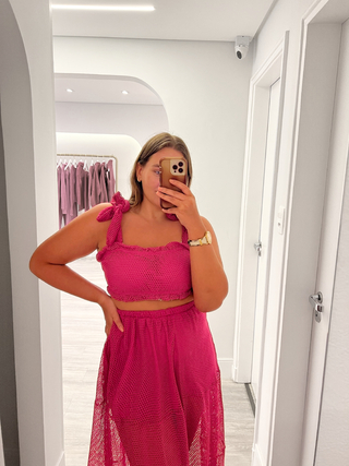 Conjunto tela (top + saia) ROSA
