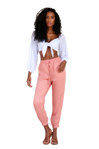 Top laço manga longa branco