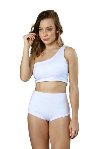 Top um ombro branco