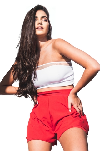 Top tule branco