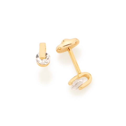 Brinco folheado a ouro infantil com cristal 523530