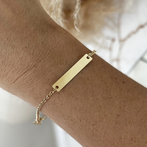 Pulseira Personalizada Retangular Banhada com Ouro 18k