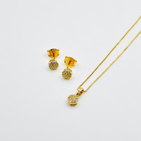 Conjunto Colar e Brincos Chuveirinho Banhado com Ouro 18k